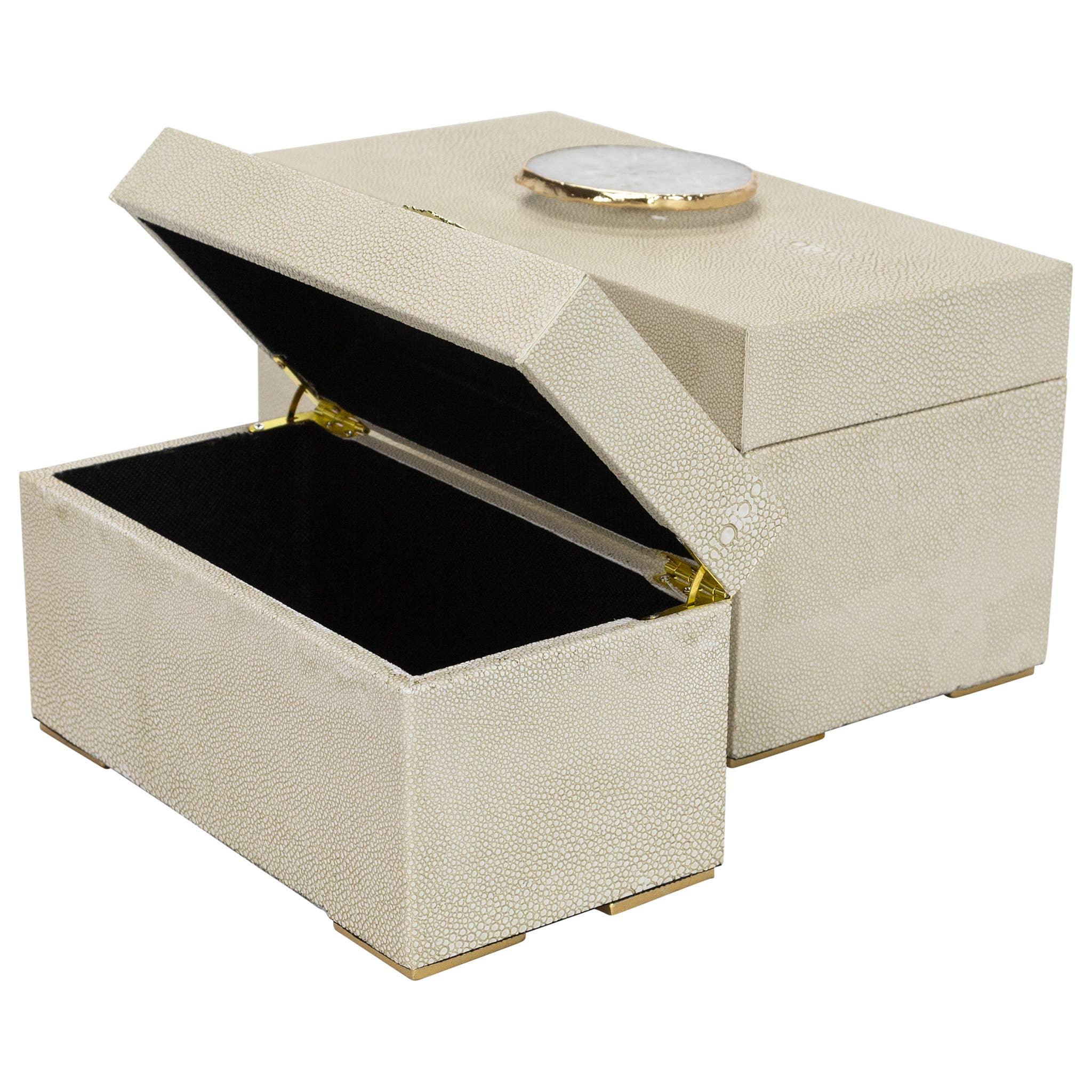 Berkley Beige Shagreen Leather Boxes Decorative Boxes
