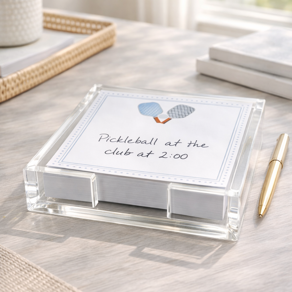 Notepad in Acrylic Holder, Pickleball