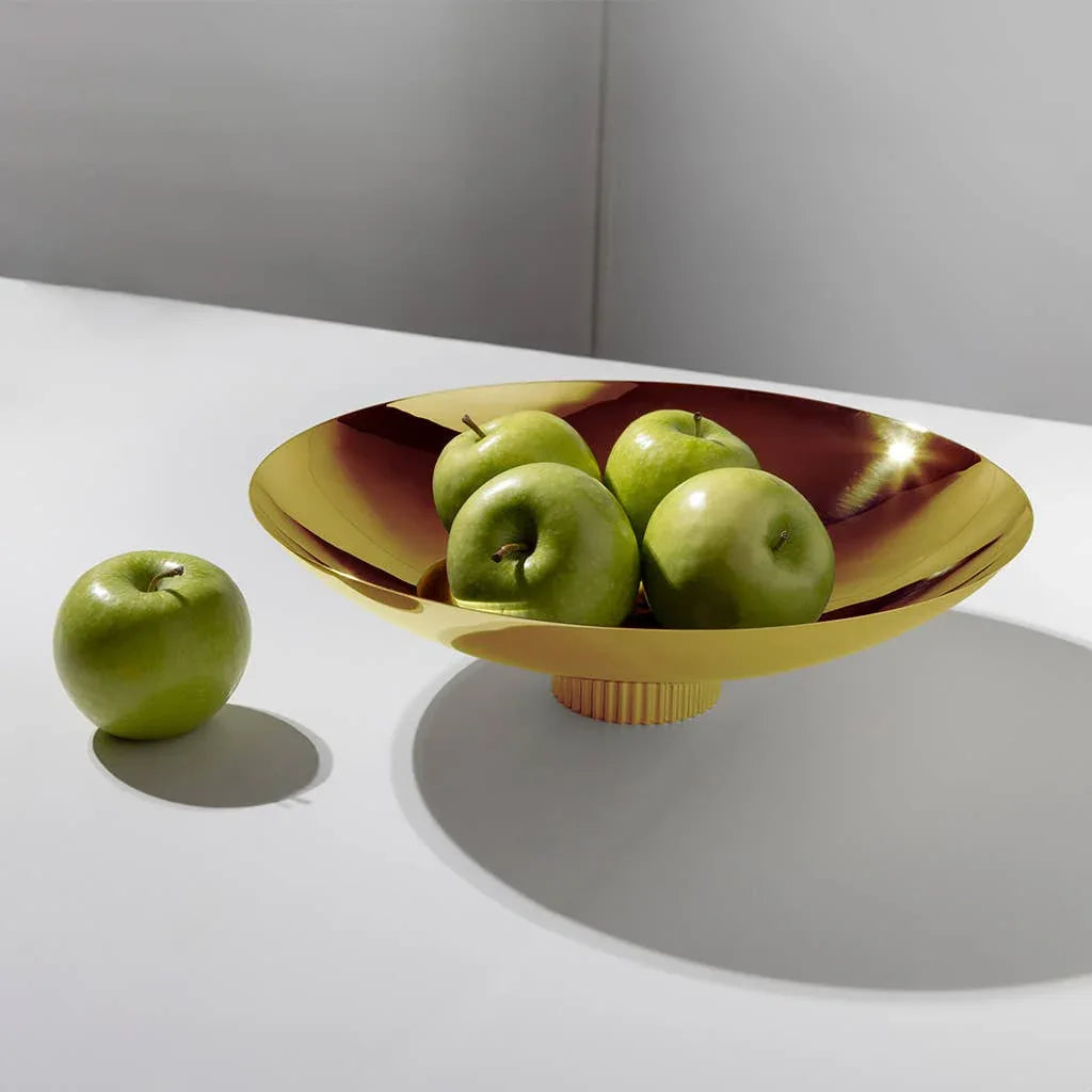 Striations Fruit Bowl, Gold Serveware