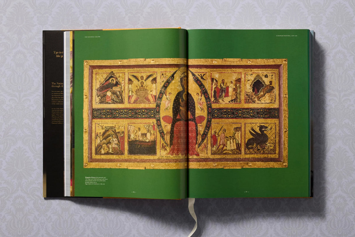 Interior page of The National Gallery book showing historic artwork in color.