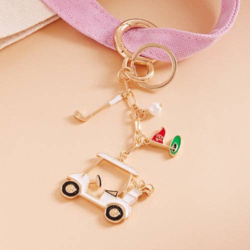 Sports Golf Cart Shaped Bag Charm And Keychain