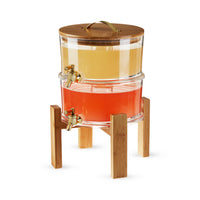 Acacia & Glass Double Drink Dispenser w/ Collapsable Stand