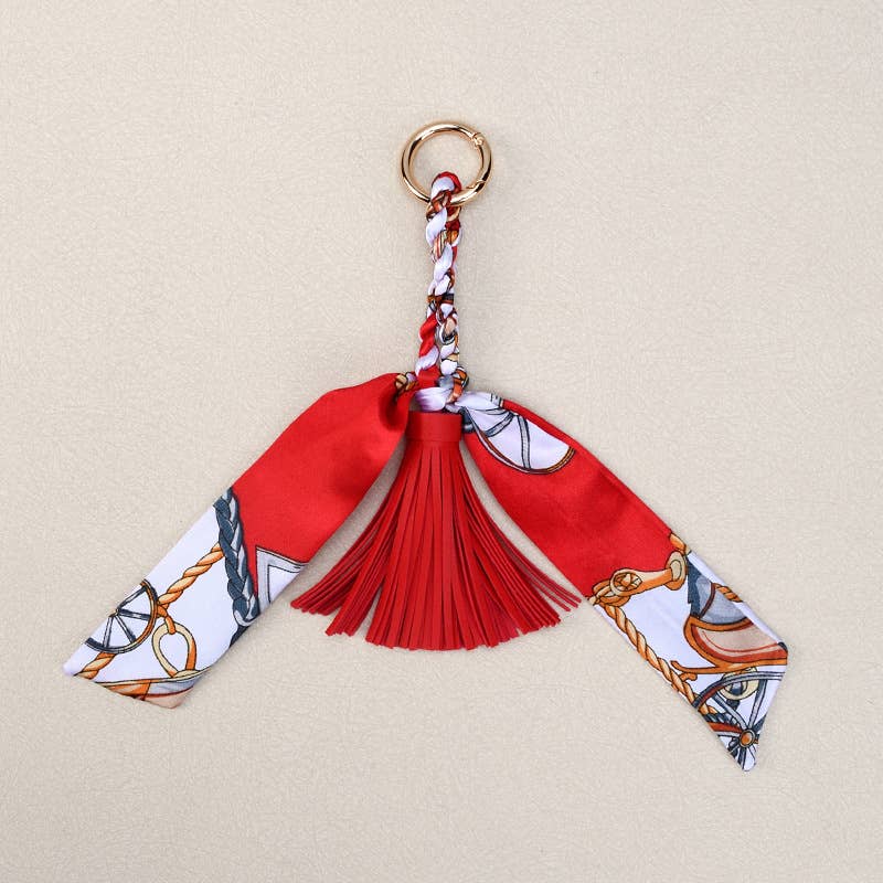 Boho Simple Scarf Tassel Bag Charm Keychain