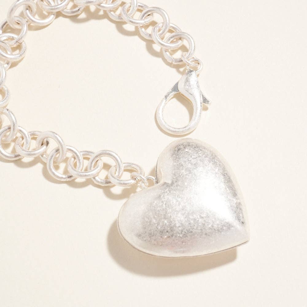Metal Puffy Heart Keychain Bagcharm