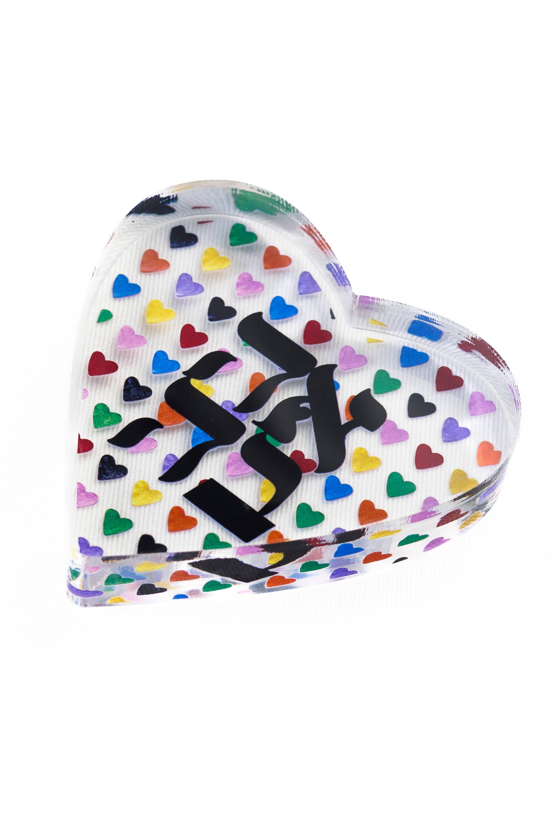 Acrylic Napkin Weight, Ahava Heart