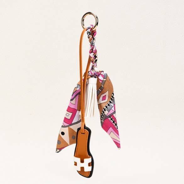 Sandals & Bow Scarf Tassel Bag Charm Keychain