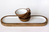 Acacia Wood 3 Dipping Bowls and Tray