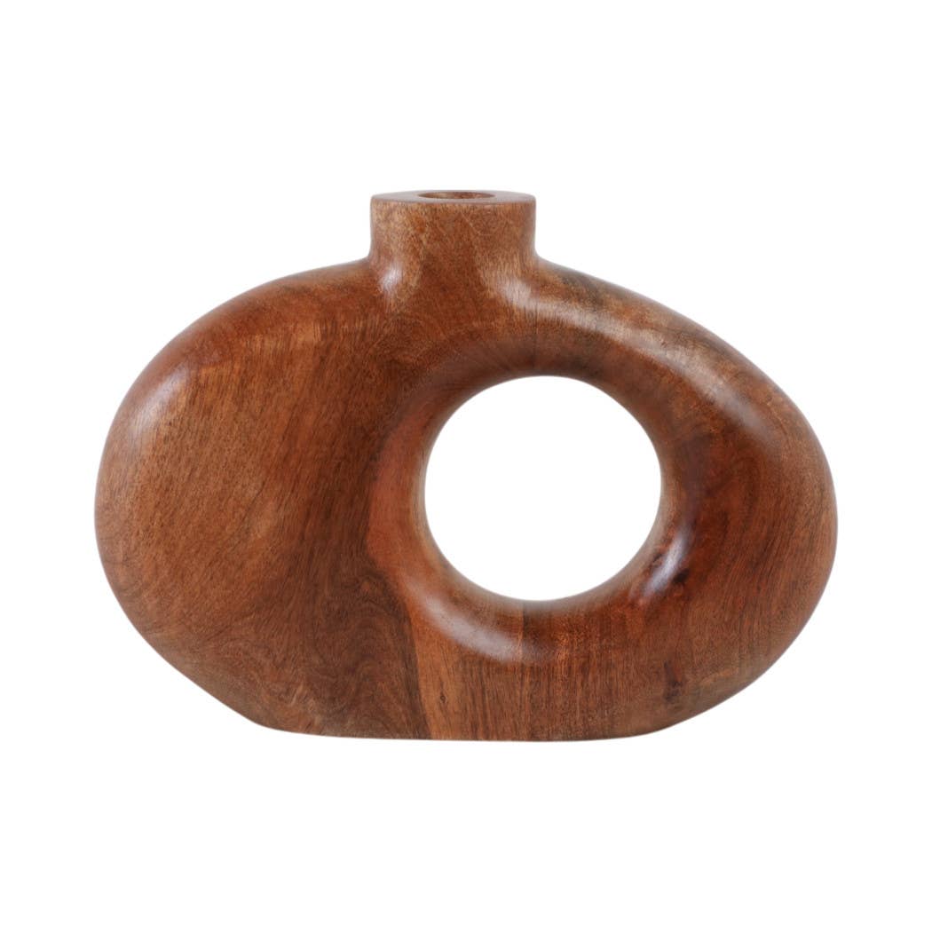 Mango Wood Round Cut-out Vase