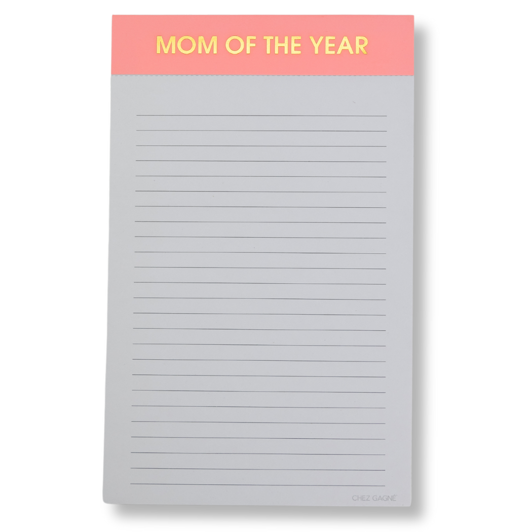 Mom Of The Year Lined Notepad - Coral - Mother's Day Gift