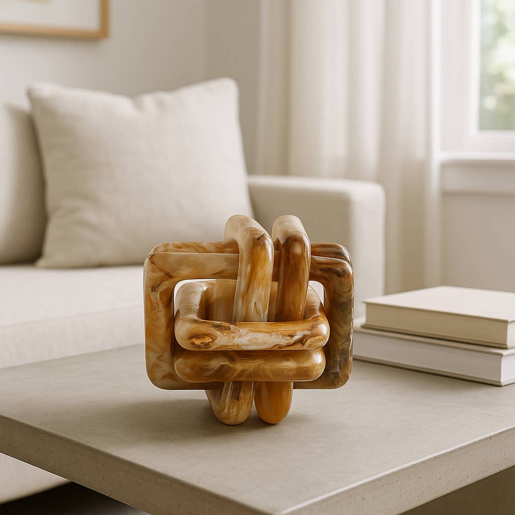Resin Marbled Knot Sculpture