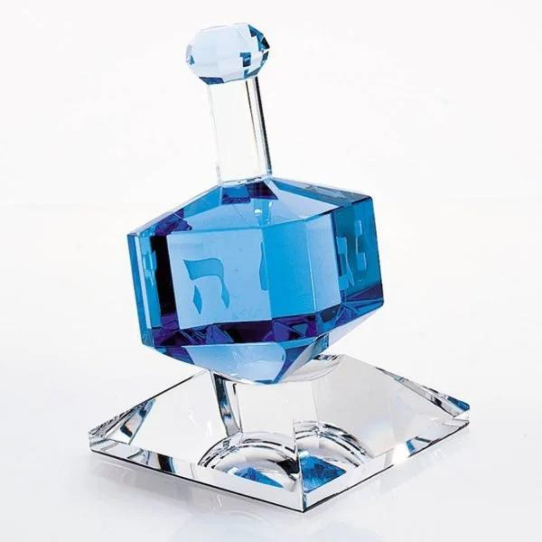 Cobalt Crystal Dreidel On Stand H3". 