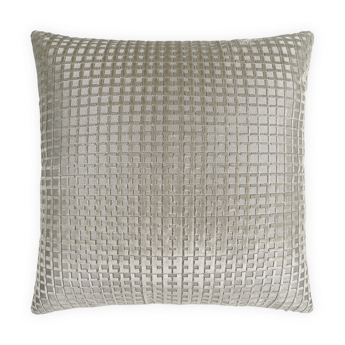Textured boxed gray pillow on a white background