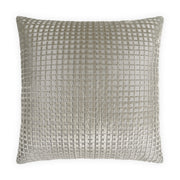 Textured boxed gray pillow on a white background