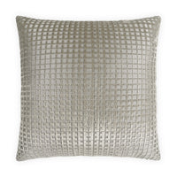 Textured boxed gray pillow on a white background