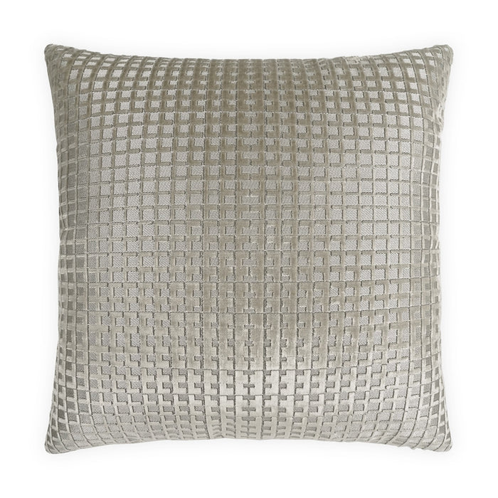 Textured boxed gray pillow on a white background