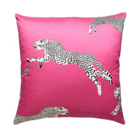 Scalamandre  Bubblegum Pink Leaping Cheetah Throw Pillow 22 x 22