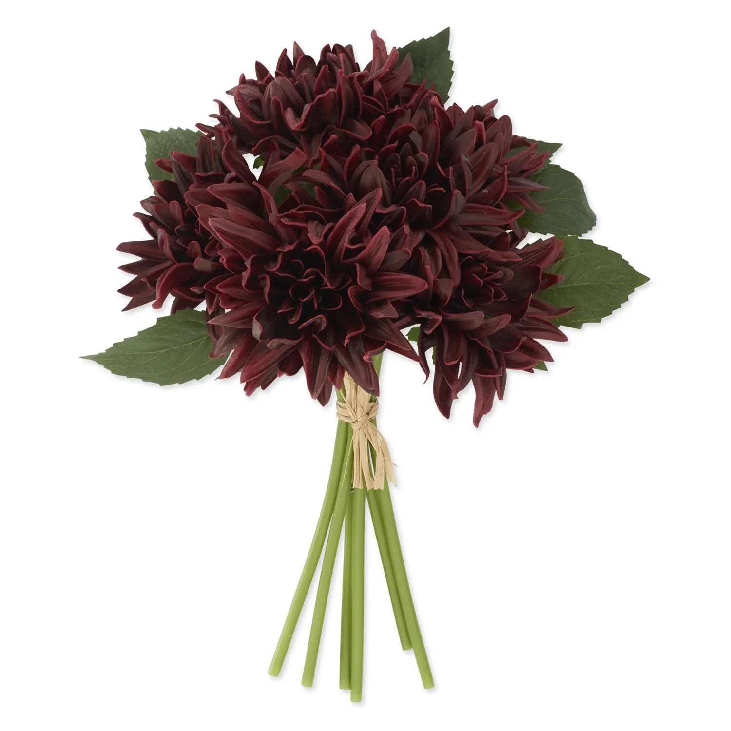 12" Real Touch Dahlia Bundle (6 Stems) Burgundy Decor