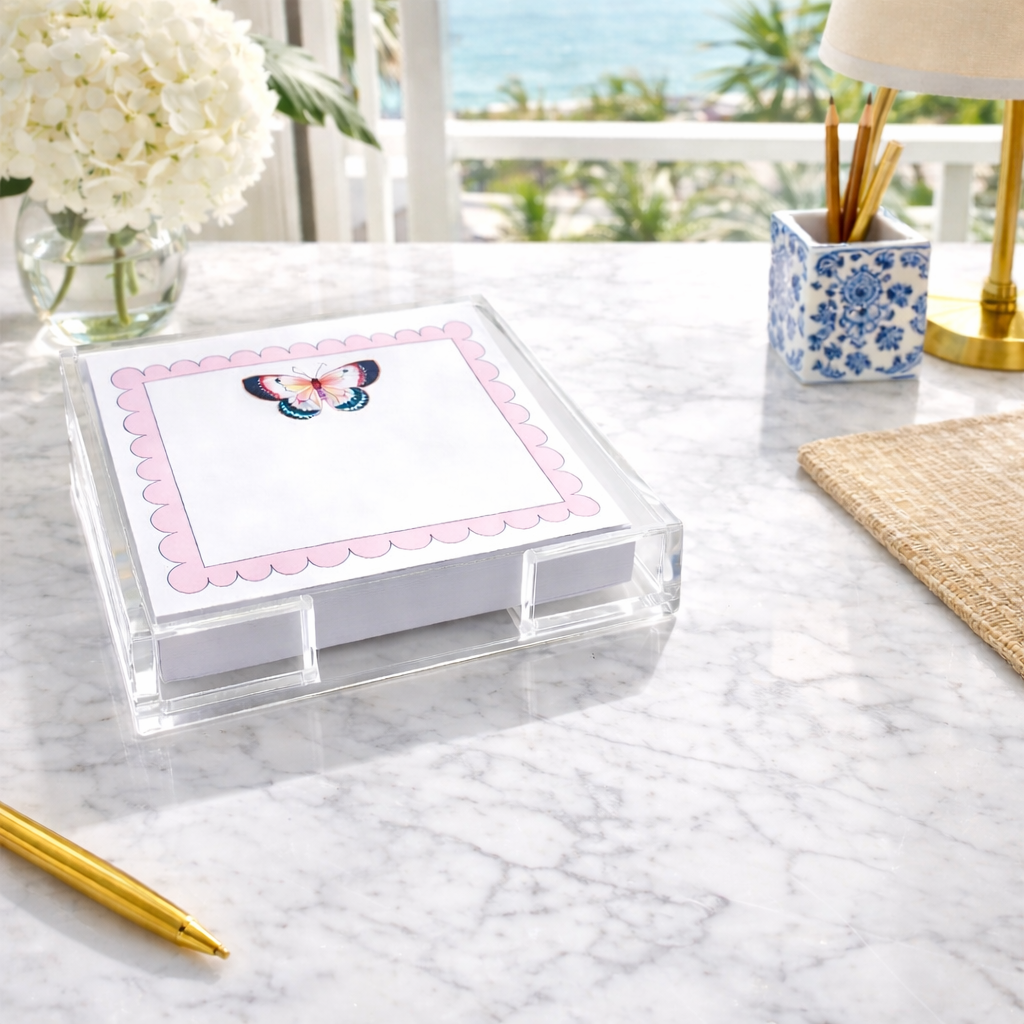 Acrylic Holder & Notepad, Butterfly