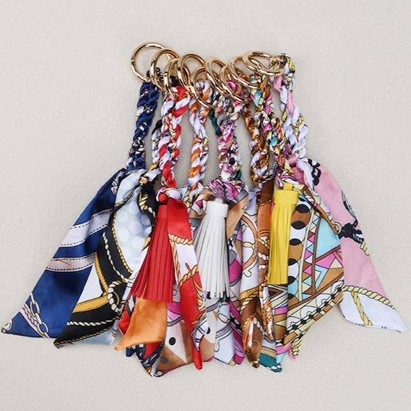 Boho Simple Scarf Tassel Bag Charm Keychain