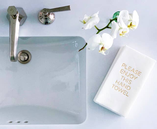 Cloth-Like Disposable Guest Towels USE ME Gold Hand Towels & Holders