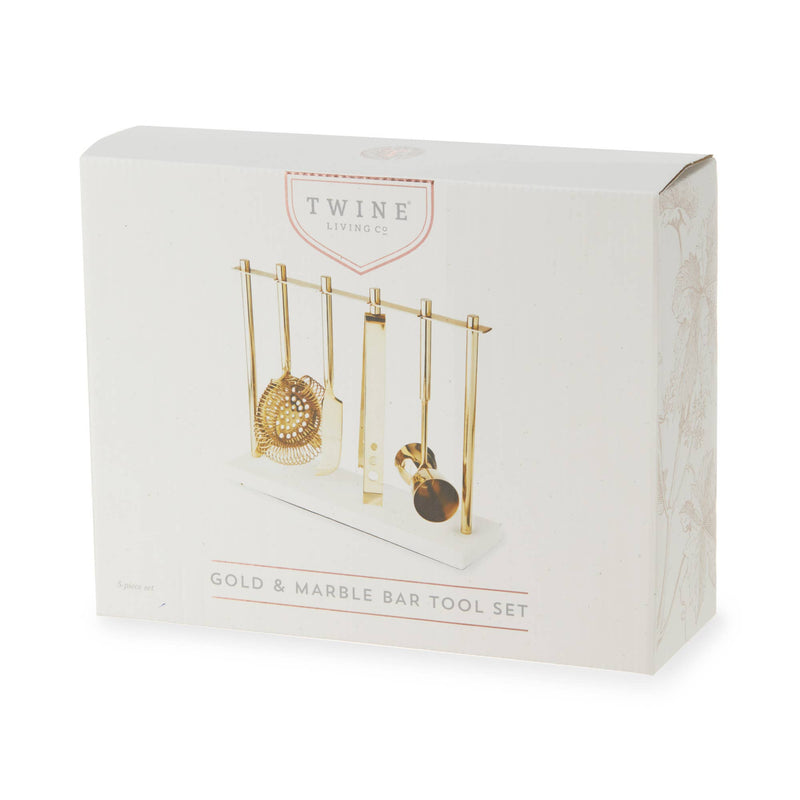 Gold Plated Stainless Steel Bar Tool Set with Marble Stand