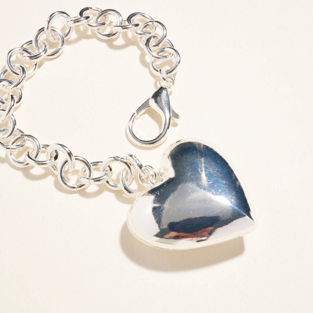 Metal Puffy Heart Keychain Bagcharm