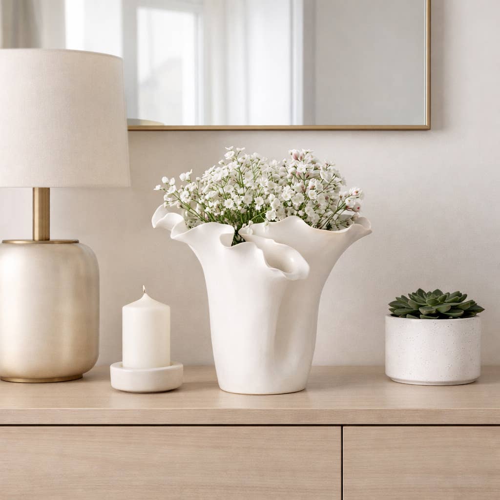 Ruffled Edge Ceramic Vase
