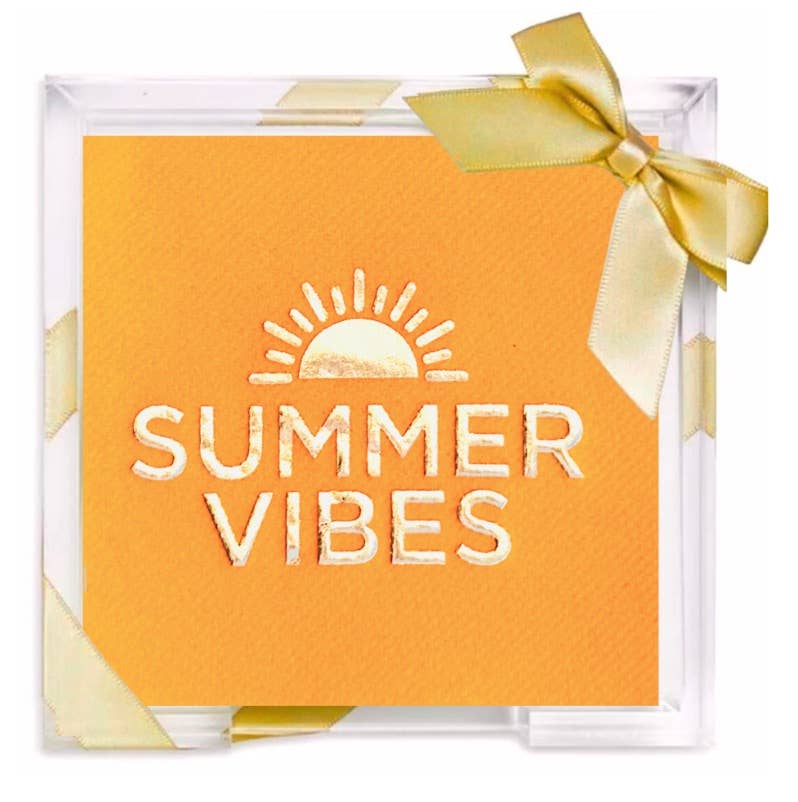 Acrylic Summer Hostess Sets Summer Vibes Cocktail Napkin Holder