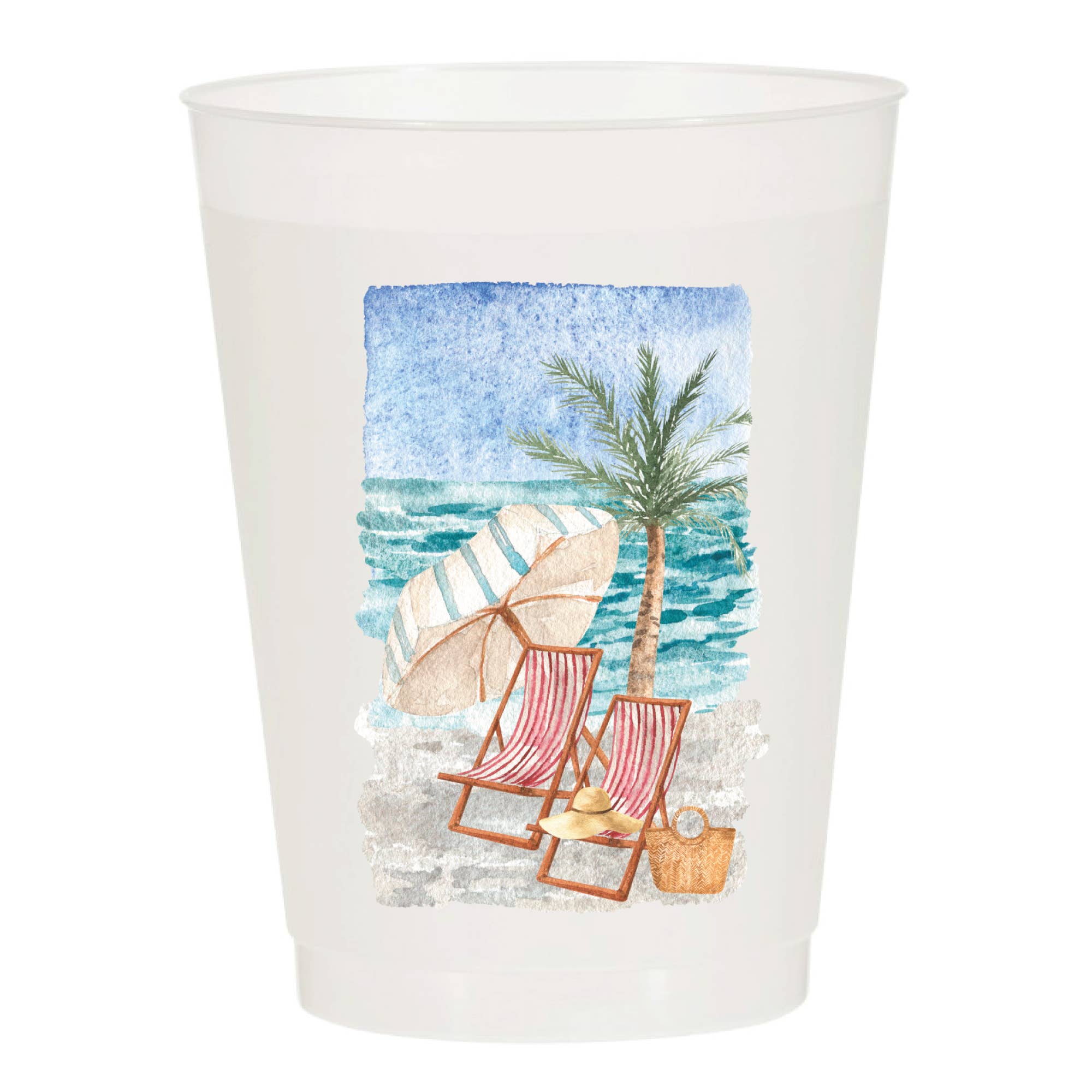 Watercolor Beach Frosted Cups - Summer
