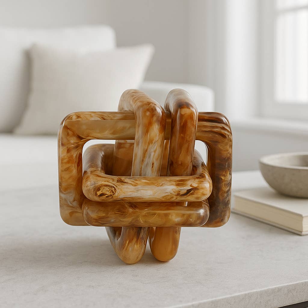 Resin Marbled Knot Sculpture