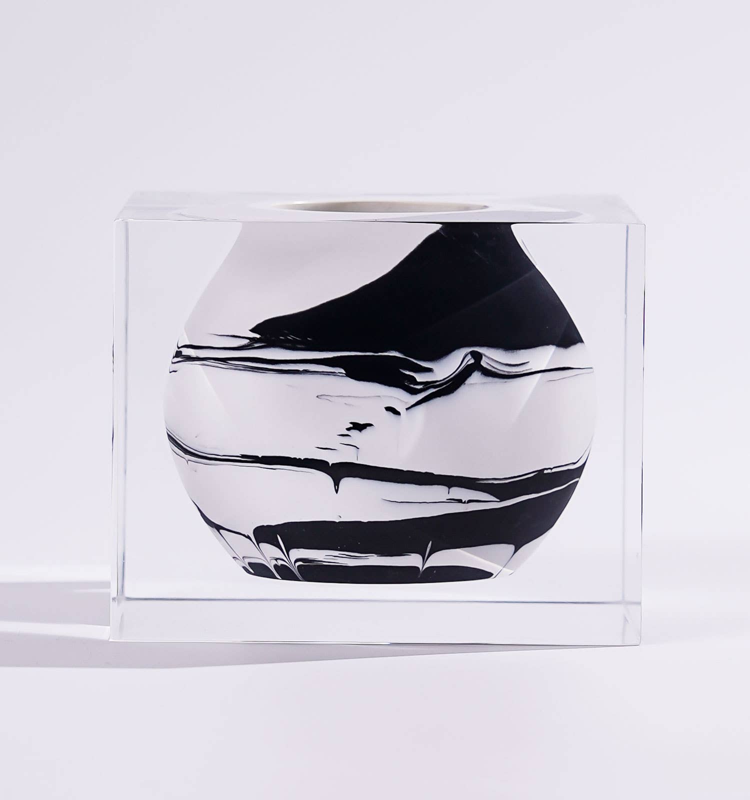Premium Cast Resin Bud Vase White Marble Pod