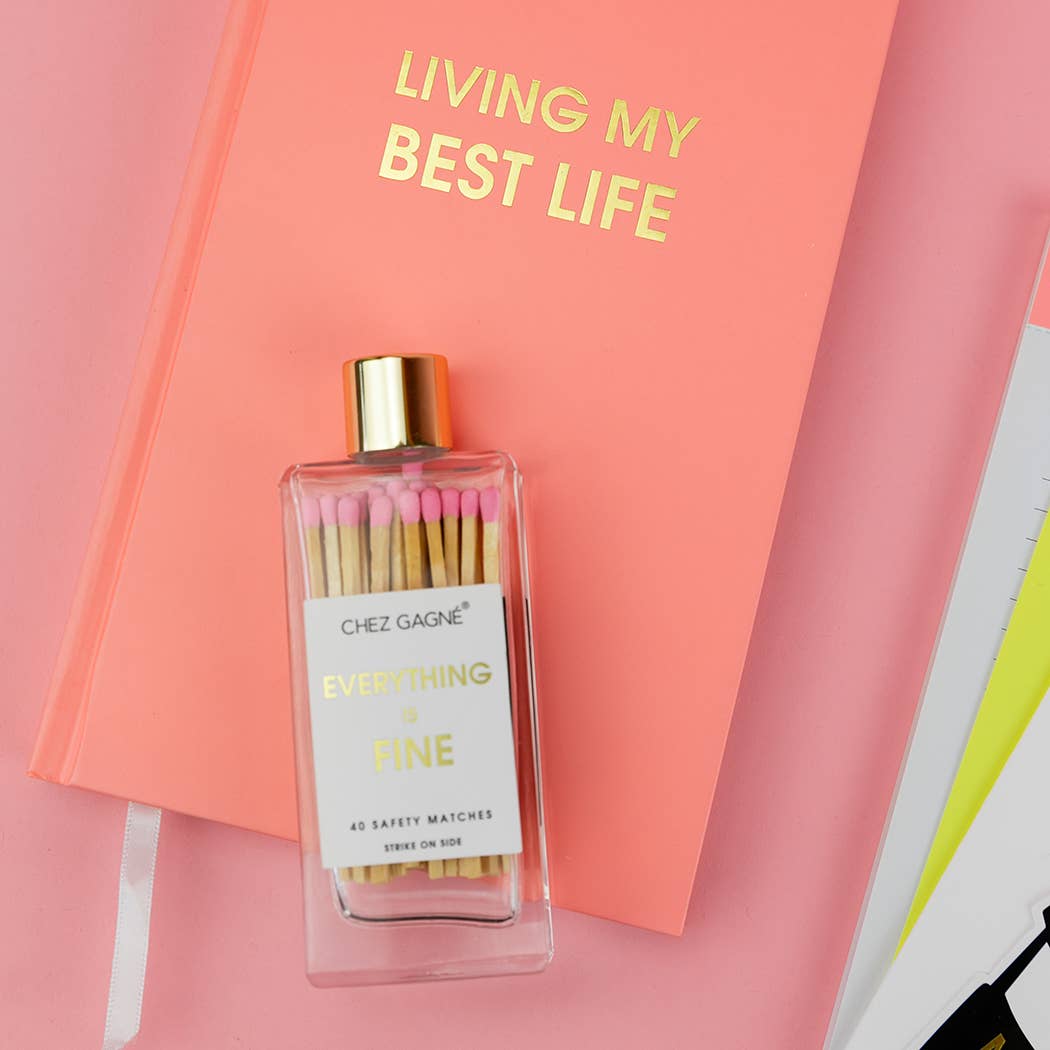 Everything is Fine - Glass Bottle Safety Matches - Pink Matchboxes & Lighters