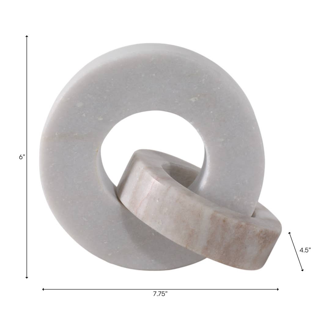 Sculpture Double Ring White/Beige Marble