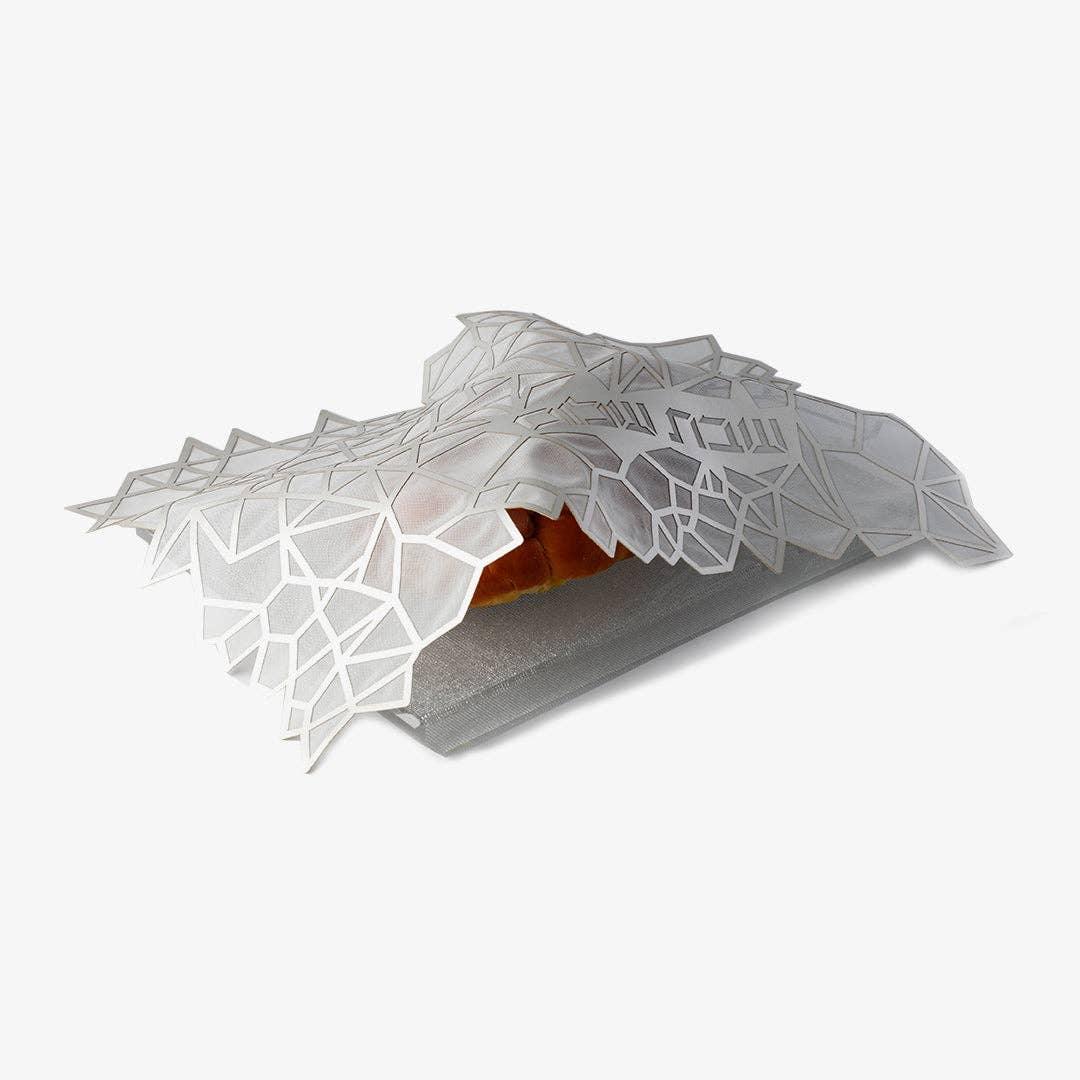 Geometric Challah Cover - Silver Challah Cover