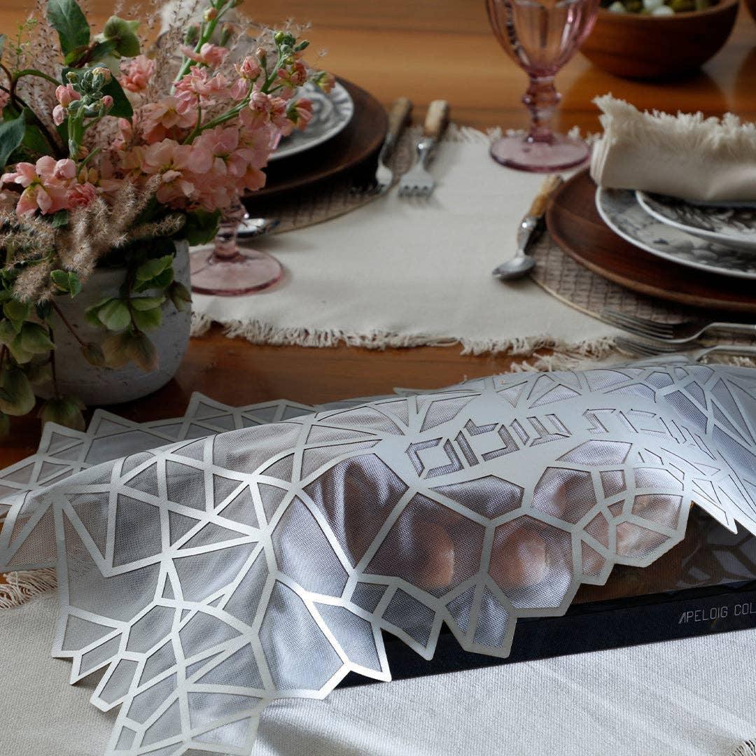 Geometric Challah Cover - Silver Challah Cover
