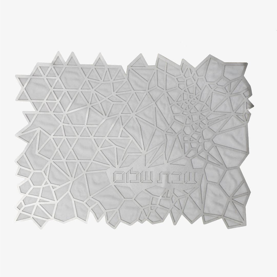 Challah Cover Geometric Silver.