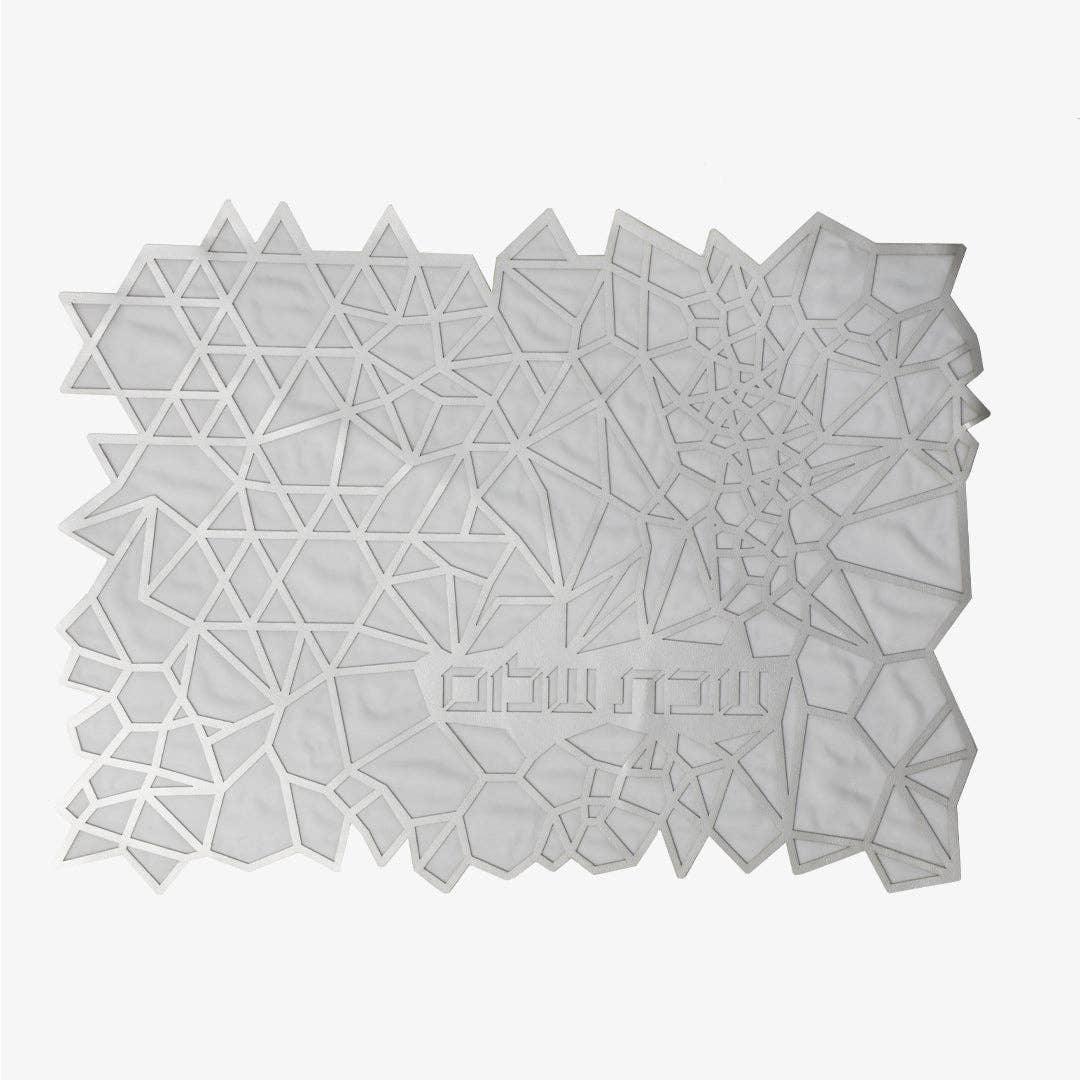 Geometric Challah Cover - Silver Challah Cover