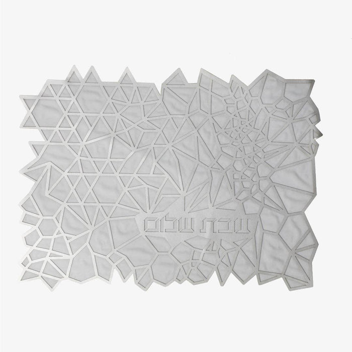 Challah Cover Geometric Silver.