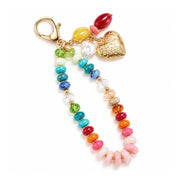 Colorful Resin Bead Puffy Heart Keychain