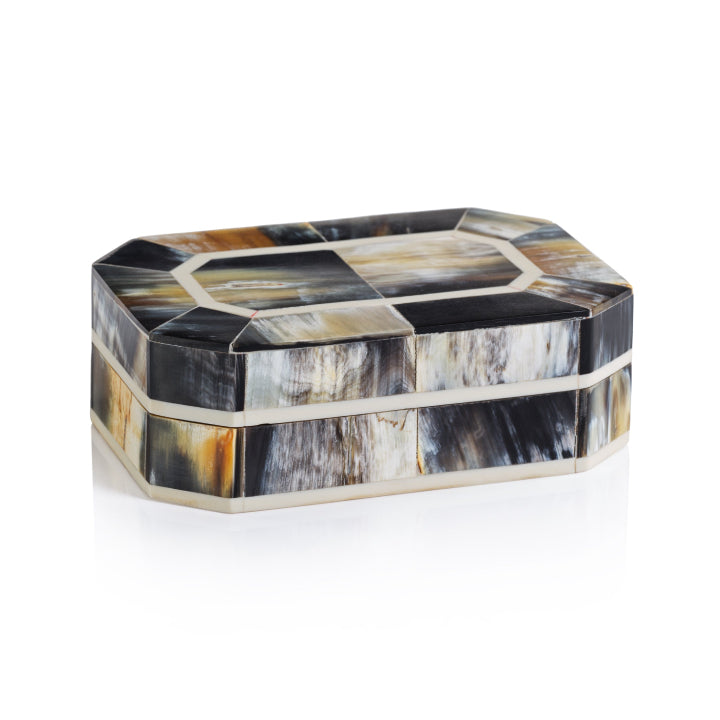 Corviglia Black Horn Box with Ivory Trim