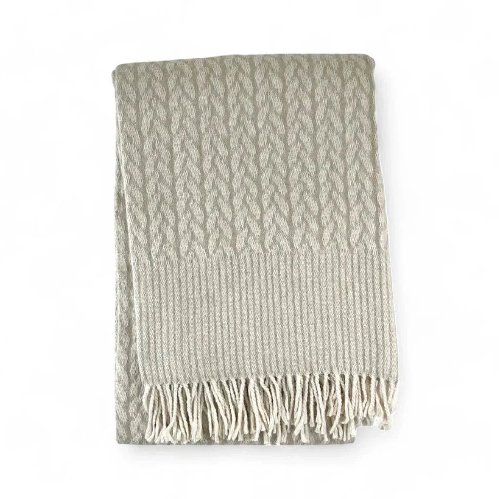 Personalized Monogram Cable Throw Beige Throws