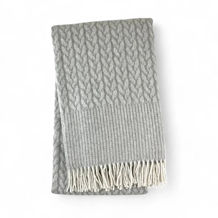 Personalized Monogram Cable Throw Light Grey Throws