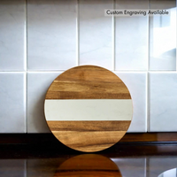 Marble Stripe & Acacia Wood Round Board 11"