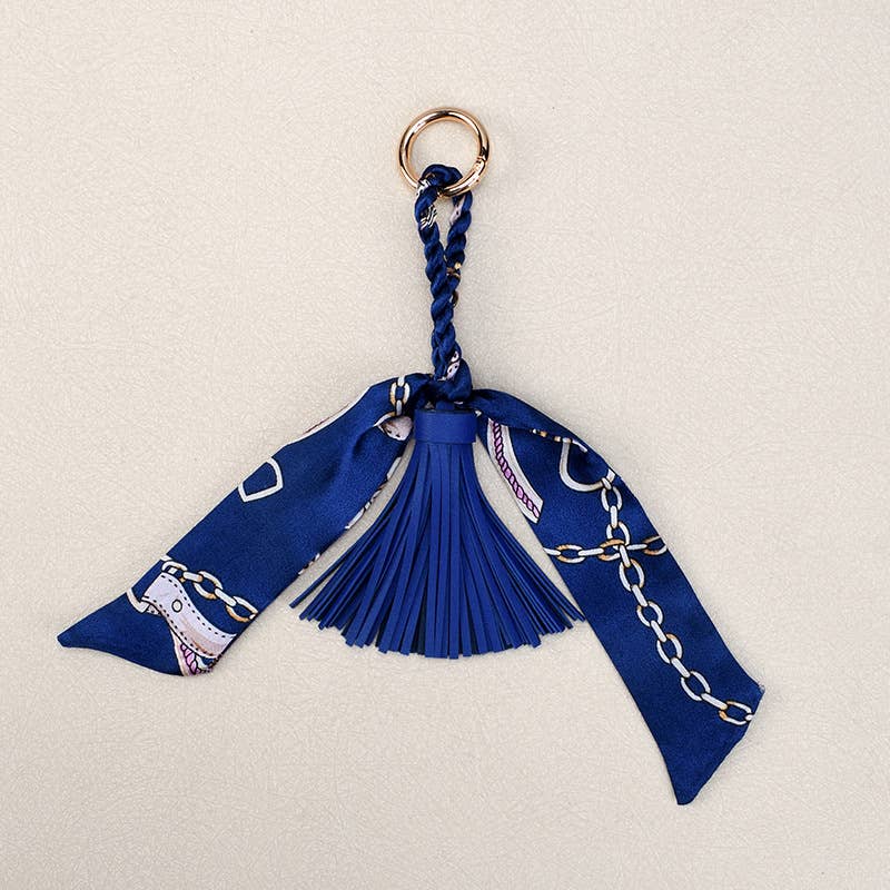 Boho Simple Scarf Tassel Bag Charm Keychain