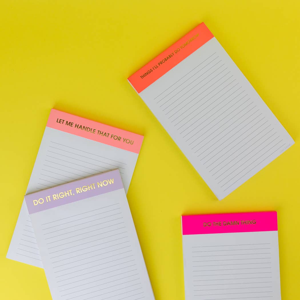 Things I'll Probably Do Tomorrow - Lined Notepad - Neon Orange - 65 perforated pages - 5x8 Notepads