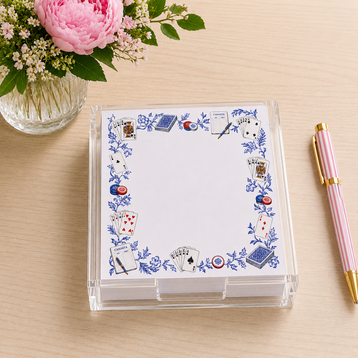 Acrylic Holder & Notepad, Proper Canasta
