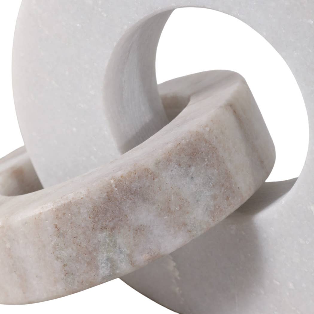 Sculpture Double Ring White/Beige Marble
