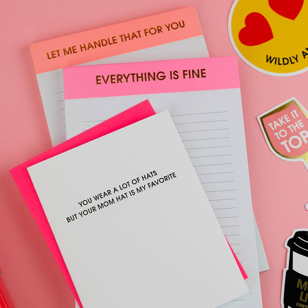 Everything Is Fine - Lined Notepad - Pink - 65 perforated pages - 5x8 Notepads