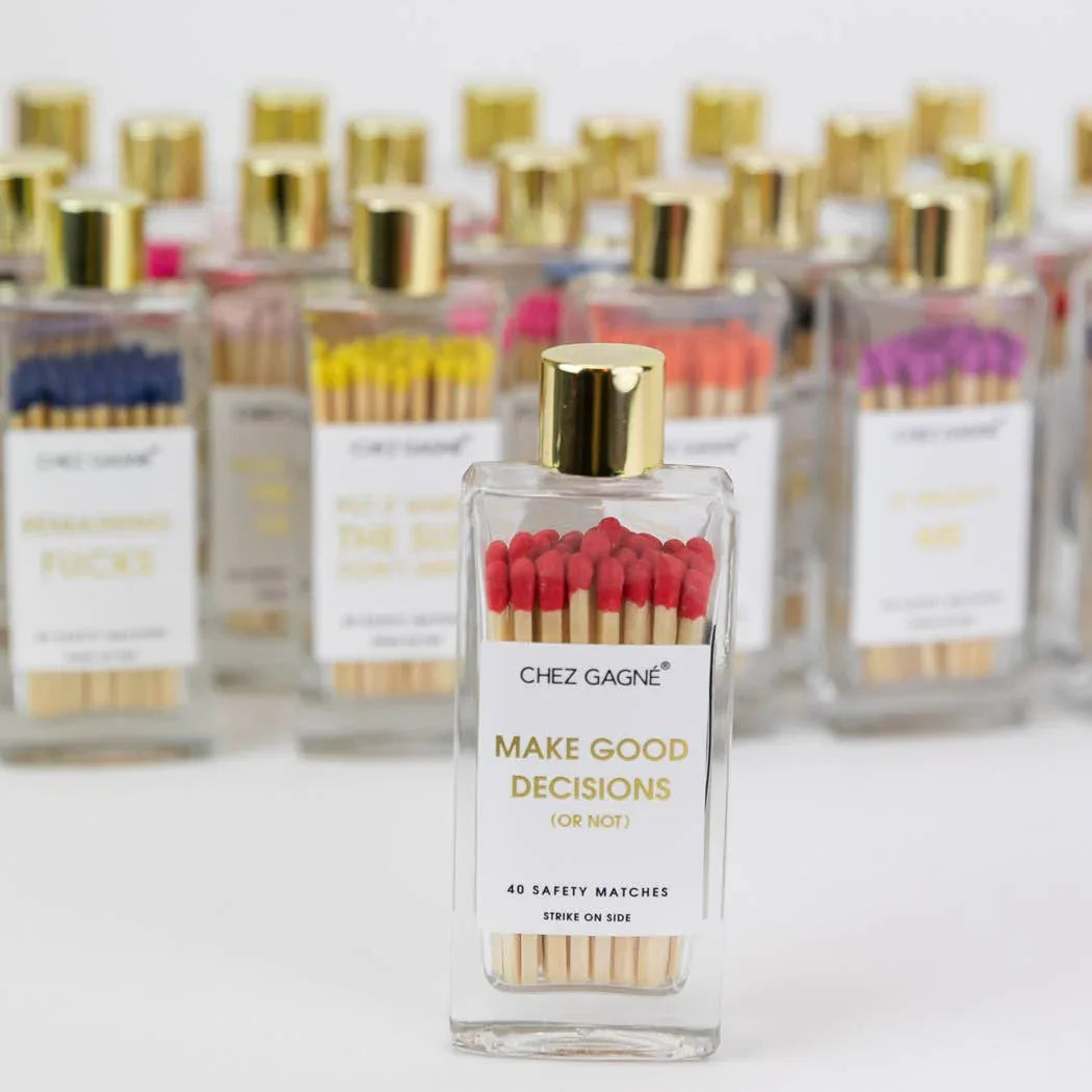 Make Good Decisions Or Not -Glass Bottle Safety Matches -Red Matchboxes & Lighters