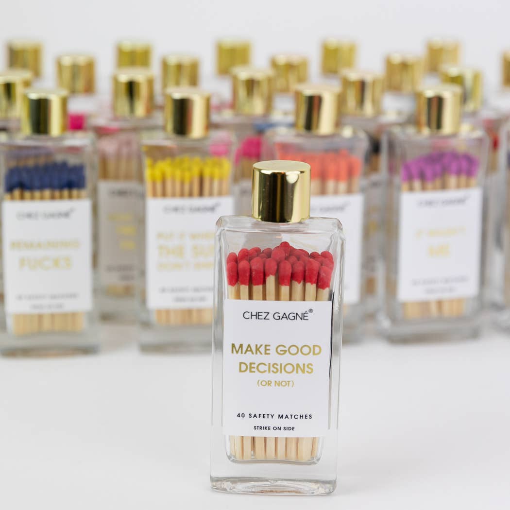 Make Good Decisions Or Not -Glass Bottle Safety Matches -Red